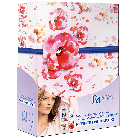 Fa Shower & Lotion Blumenduschgel Granatapfel 250 ml + Deodorant Spray Mohn & Glocke 150 ml, Kosmetikset
