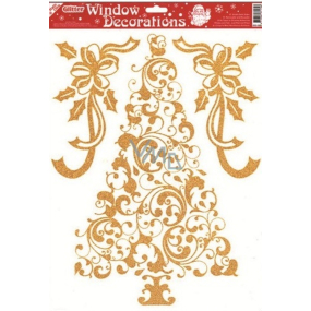 Kleberfreie Fensterfolie mit Goldglitterbaum 42 x 30 cm