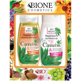 Bione Cosmetics Cannabis Regenerierendes Pflegendes Shampoo 260 ml + Regenerierende Haarspülung 260 ml, Kosmetikset