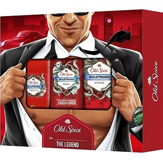 Old Spice Wolfthorn Duschgel 250 ml + festes Deodorant 50 ml + Aftershave 100 ml, Kosmetikset