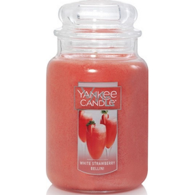 Yankee Candle White Strawberry Bellini - Duftkerze mit weißem Erdbeercocktail Klassisches großes Glas 623 g