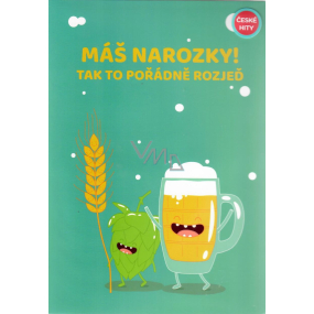 Albi Spielkarte im Umschlag Geburtstagskarte mit Bier Hospodo pour Alkehol 14,8 x 21 cm