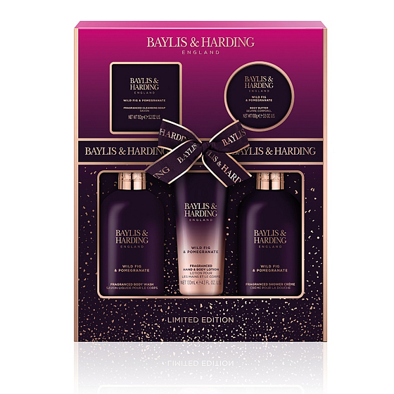 Baylis & Harding Fig and Pomegranate Waschgel 300 ml + Duschcreme 300 ml + Hand- und Körperlotion 130 ml + Toilettenseife 150 g + Körperbutter 100 ml, Kosmetikset für Frauen
