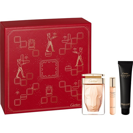 Cartier La Panthere Eau de Parfum 75 ml + Eau de Parfum 10 ml Miniatur + Handcreme 40 ml, Geschenkset für Frauen