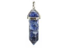 Sodalith Pendel Sechseck Anhänger Naturstein 41 x 13 mm, Stein Kommunikation