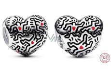 Charme Sterling Silber 925 Keith Haring Herz Kunst Linien und Menschen Bead Armband Symbol