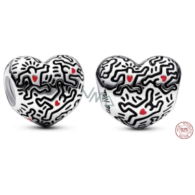 Charme Sterling Silber 925 Keith Haring Herz Kunst Linien und Menschen Bead Armband Symbol