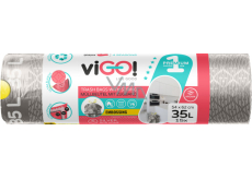 viGO! Premium pytle na odpad zatahovací, 26 µ, 54 × 62 cm, 35 l, 15 ks