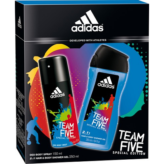 Adidas Team Five Deospray für Herren 150 ml + Duschgel 250 ml, Kosmetikset