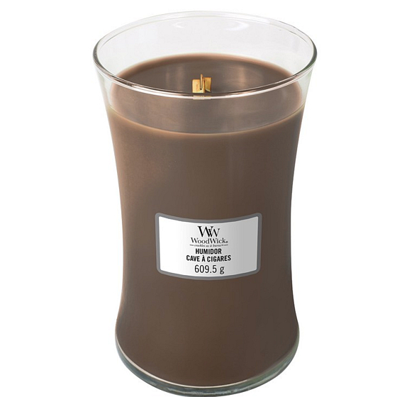 WoodWick Humidor - Zigarrenetui-Duftkerze mit Holzdocht und Deckelglas groß 609,5 g