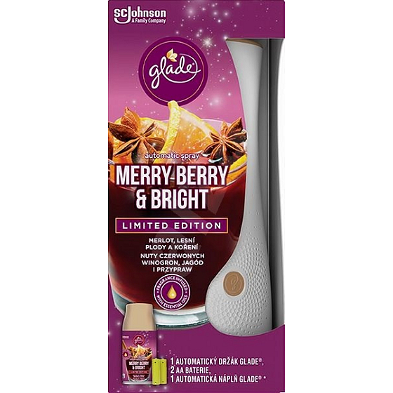Glade Merry Berry & Bright mit dem Duft von Merlot, Waldbeeren und Gewürzen automatischer Lufterfrischer 269 ml