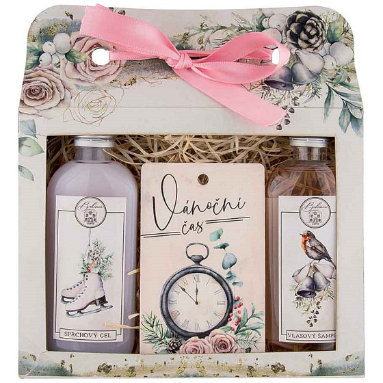 Bohemia Gifts Weihnachts-Duschgel 100 ml + Weihnachts-Haarshampoo 100 ml + Hagebutten- und Rosenduftkarte 11 x 6,3 cm, Kosmetikset