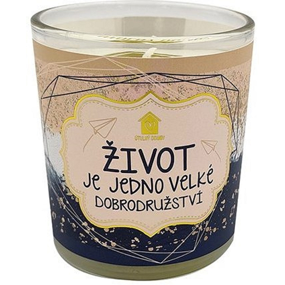 Nekupto Cosy home Das Leben ist ein großes Abenteuer Geschenk-Duftkerze im Glas 9 x 9,5 cm