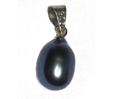 Perle schwarz Anhänger natürlich 1,1 cm 1 Stück, Symbol der Weiblichkeit, bringt Bewunderung