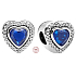 Charm Sterlingsilber 925 Herz mit blauem Kristall, Perle für Armband Liebe
