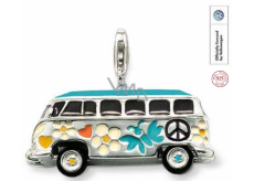 Charm Sterling Silber 925 Volkswagen Bus, Karabinerverschluss Anhänger am Reisearmband