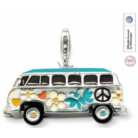 Charm Sterling Silber 925 Volkswagen Bus, Karabinerverschluss Anhänger am Reisearmband