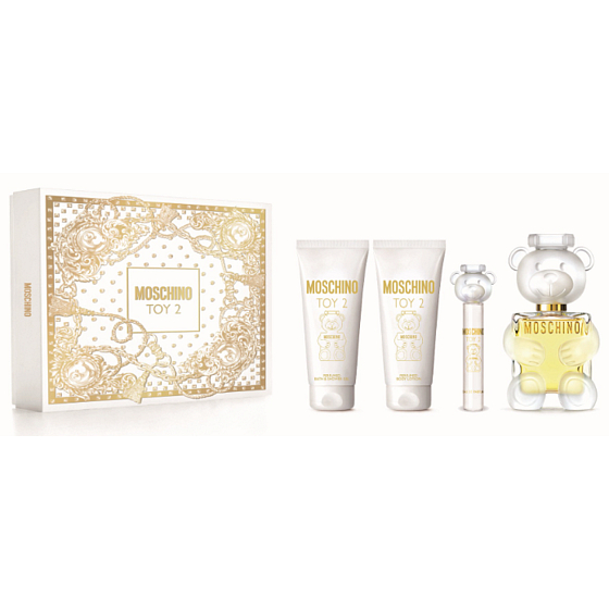 Moschino Toy 2 Eau de Parfum 100 ml + Körpercreme 100 ml + Duschgel 100 ml + Reisespray 10 ml, Geschenkset für Frauen
