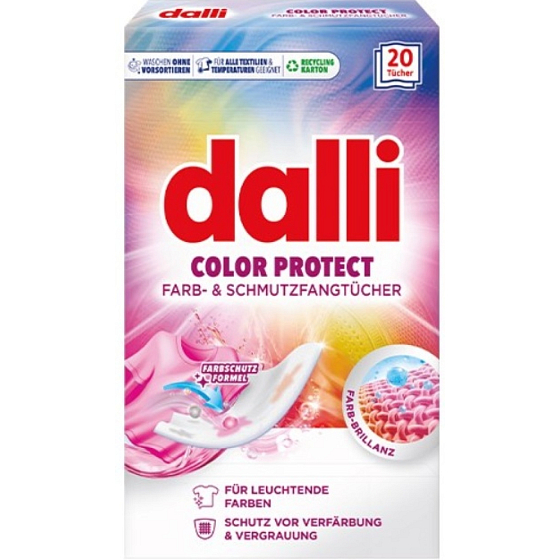 Dalli Color Protect Waschmittel-Tücher gegen Verfärbung der Wäsche 20 Stück