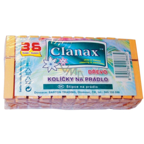 Clanax Wäscheklammern aus Holz 36 Stück