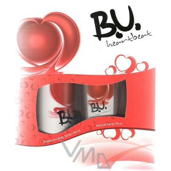 B.U. Heartbeat parfümiertes Deo-Glas 75 ml + Deo-Spray 150 ml, für Frauen Geschenkset