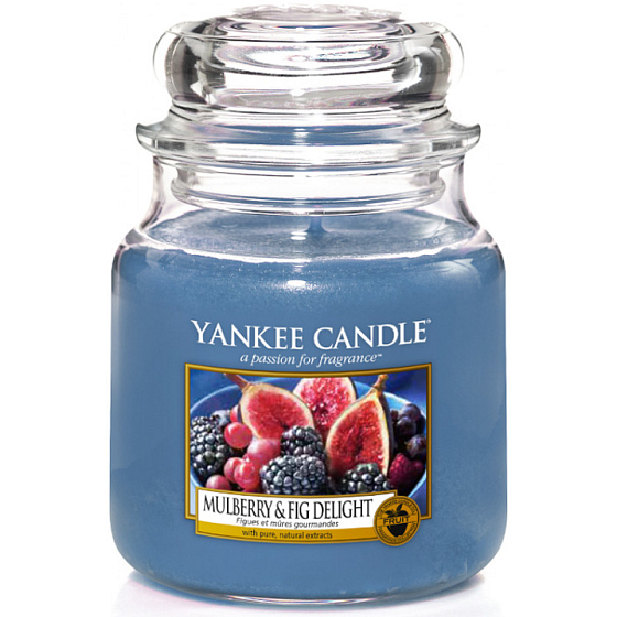 Yankee Candle Mulberry & Fig Delight - Köstliche Maulbeeren und Feigen Duftkerze Classic mittleres Glas 411 g