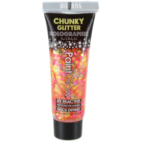 Diva & Nice Chunky Glitter Holographisches UV-Dekorgel für Body and Face Rainbow Rave - Pink 13 ml
