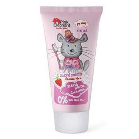 Pink Elephant Chinchilla Nela mit Zahnpasta mit Erdbeergeschmack für Kinder 50 ml