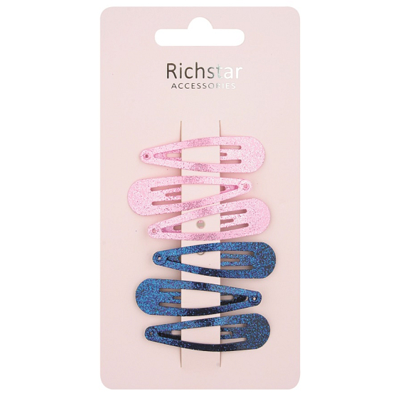 Richstar Accessories Glitzer-Haarklammern 5 cm 6 Stück
