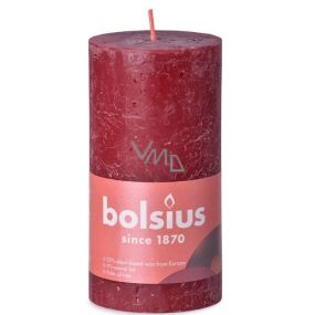 Bolsius Rustikale Kerze bordeauxrot Zylinder 68 x 130 mm