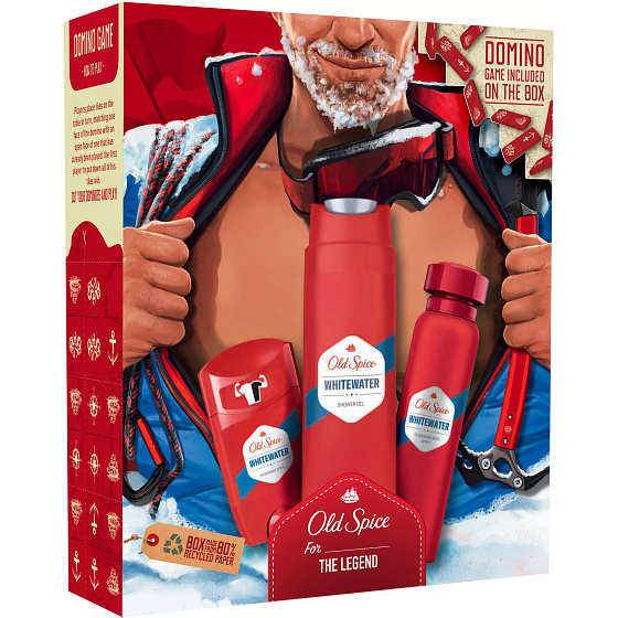 Old Spice Whitewater Duschgel 250 ml + Deodorant Spray 150 ml + Deodorant Stick 50 ml, Kosmetikset für Männer