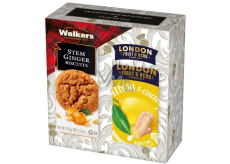 Walkers Lemon & Ginger - Ingwer-Zitronen-Früchtetee 20 Stück + Walkers Schottische Kekse mit kandiertem Ingwer 150 g, Geschenkset