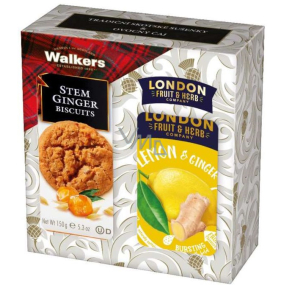 Walkers Lemon & Ginger - Ingwer-Zitronen-Früchtetee 20 Stück + Walkers Schottische Kekse mit kandiertem Ingwer 150 g, Geschenkset