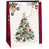 Ditipo Geschenk-Kraftbeutel 27 x 12 x 37 cm Weihnachten beige, Weihnachtsbaum dekoriert