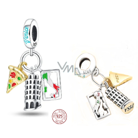 Charm Sterling Silber 925 Italien Pisa, Reisearmband-Anhänger Charm Sterling Silber 925 Italien Pisa, Reisearmband-Anhänger