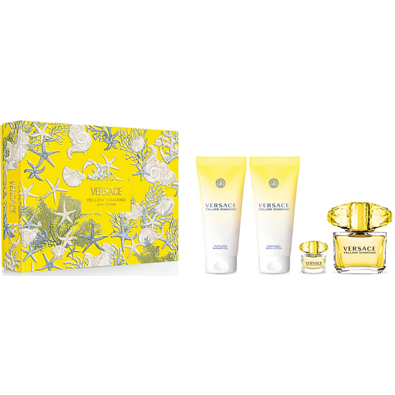 Versace Yellow Diamond Pour Femme toaletní voda 90 ml + tělové mléko 100 ml + sprchový gel 100 ml + toaletní voda 5 ml, dárková sada pro ženy