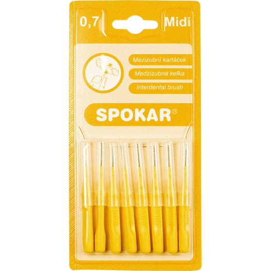 Spokar Midi Größe 0,7 mm Interdentalbürsten, Griff, 8-teiliges Set