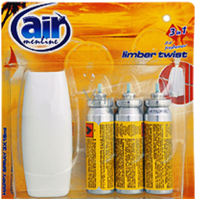 Air Menline Limber Twist Happy Lufterfrischer Spray + Nachfüllpackung 3 x 15 ml