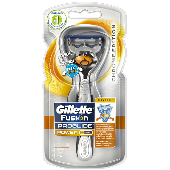 Gillette Fusion ProGlide Flexball Power Silver Rasierer + Ersatzkopf 1 Stück + Akku 1 Stück, für Männer