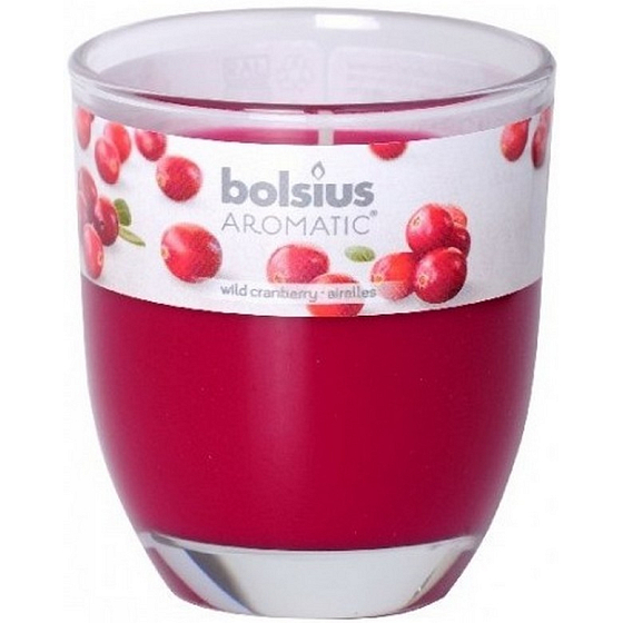Bolsius Aromatic Wild Cranberry - Duftkerze in Glas 70 x 80 mm 290 g, Brenndauer 35 Stunden