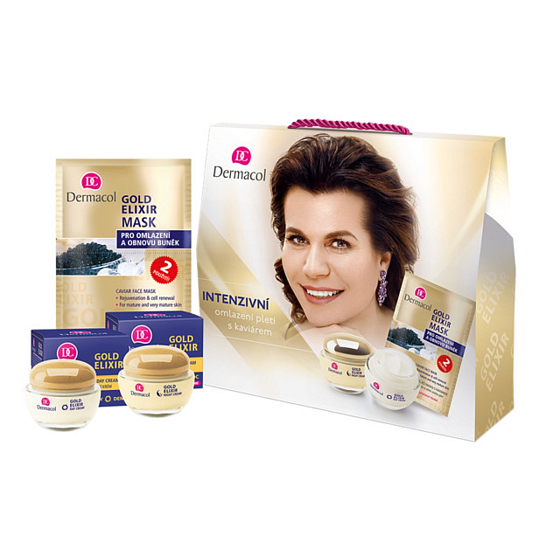 Dermacol Gold Elixir Tagescreme 50 ml + Nachtcreme 50 ml + Gesichtsmaske 2 x 8 ml, Kosmetikset