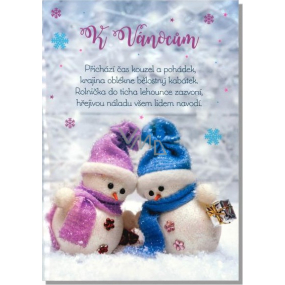 Albi spielt Umschlagkarte für Weihnachten Zwei Schneemänner Coverversion Jingle Bell Rock 15,5 x 22 cm