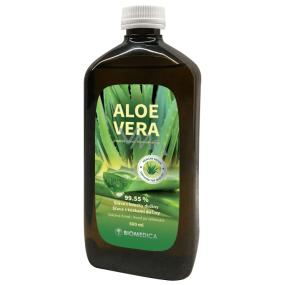 Biomedica Aloe Vera 99,55% natürlicher Saft mit Fruchtfleischstücken, Nahrungsergänzungsmittel 500 ml