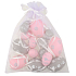Eier mit Blumen Plastik zum Aufhängen 4 cm, 6 Stück + 6 cm, 6 Stück in Organza