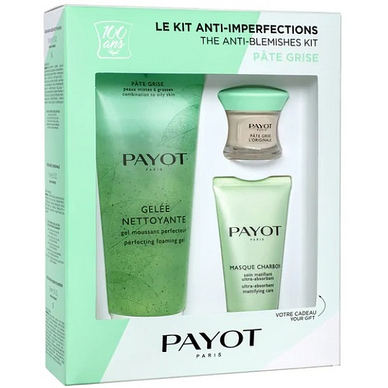 Payot Pate Grise Pate Grise Nettoyante Reinigungsgel 200 ml + L Original SOS-Pflege gegen Hautunreinheiten 15 ml + Multi-aktive Gesichtsmaske Charbon Masque 50 ml, Kosmetikset 2020