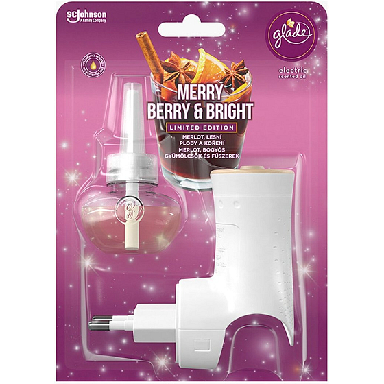 Glade Electric Duftöl Merry Berry & Bright mit dem Duft von Merlot, Beeren und Gewürzen Elektro-Lufterfrischer-Rasierer mit Flüssigkeitsfüllung 20 ml