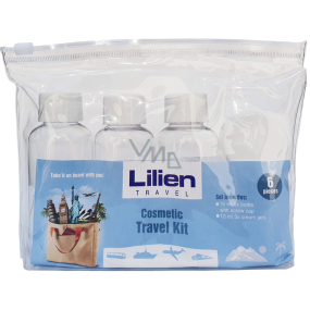 Lilien Travel Kit Reiseset Flasche mit Schraubverschluss 3 x 75 ml + Cremebehälter 3 x 10 ml