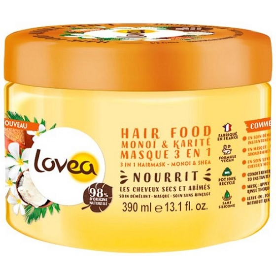 Lovea Monoi 3-in-1 Maske, Conditioner und Leave-in für trockenes und geschädigtes Haar 390 ml