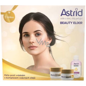 Astrid Beauty Elixir Tages-Anti-Falten-Creme 50 ml + Nacht-Anti-Falten-Creme 50 ml + Zwei-Phasen-Augen- und Lippen-Make-up-Entferner 125 ml, Kosmetik-Set