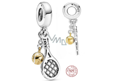 Sterling Silber 925 Tennisschläger und Ball, 2in1 Sportarmband Anhänger